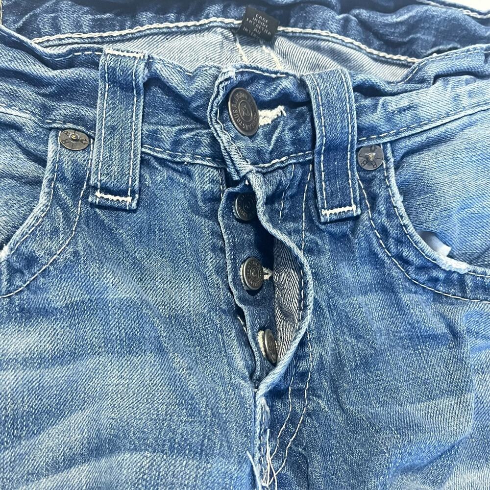 True Religion Jeans Men's Size 31 Geno Super T Straight Ombre Frayed Button Fly - Picture 14 of 16